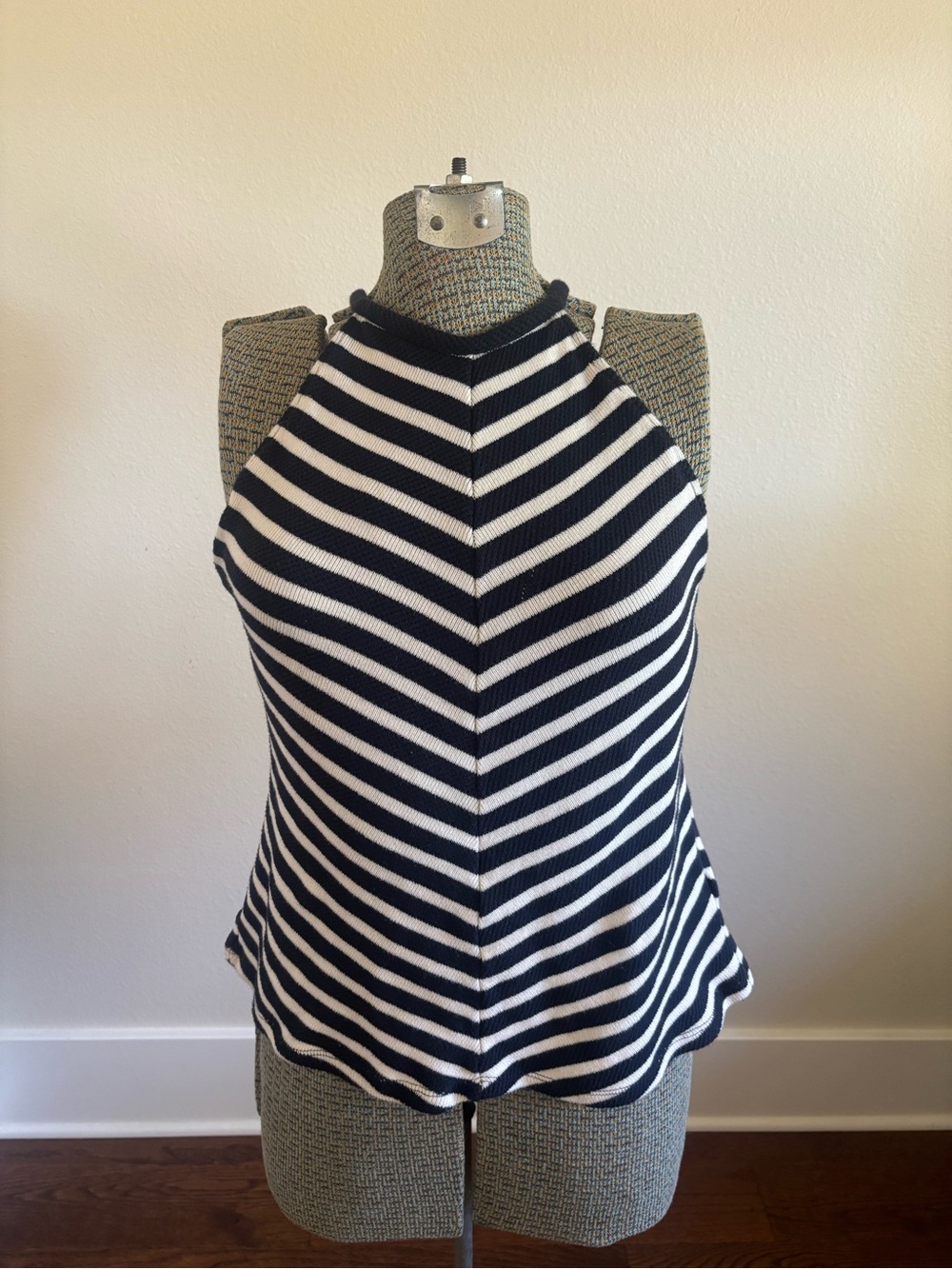 Anthropologie Black & White Striped Halter Tank